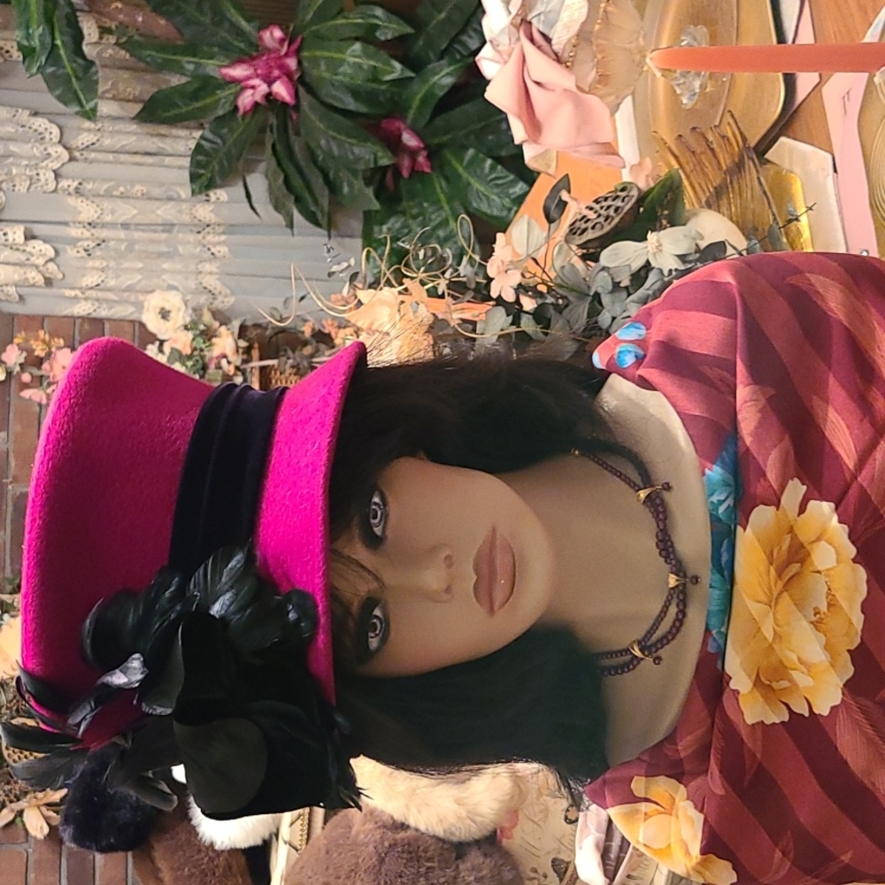 Peter Bettley Handmade Rabbit & Feathers Embellished Hat